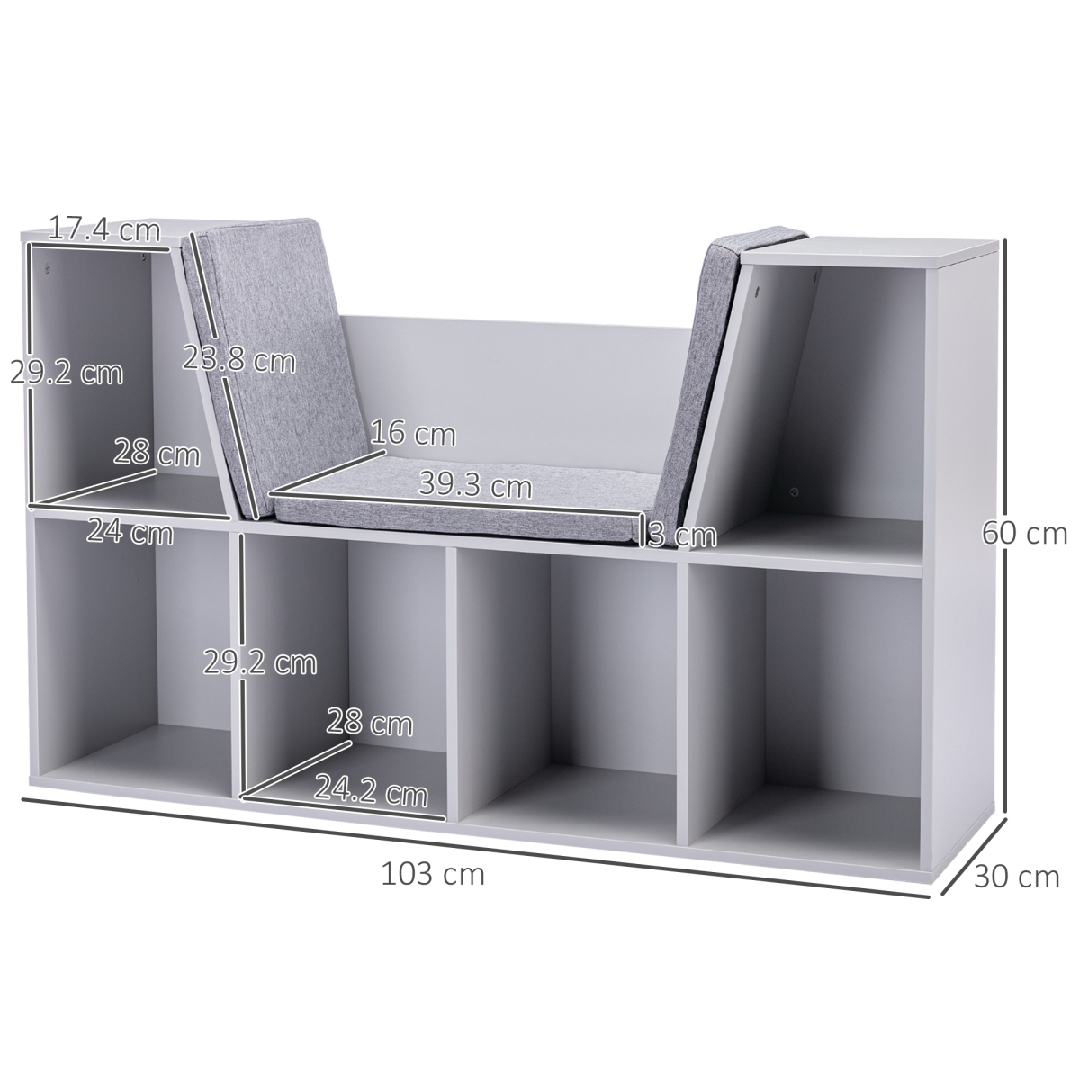 Kids Cabinet with Six Compartments – Grey