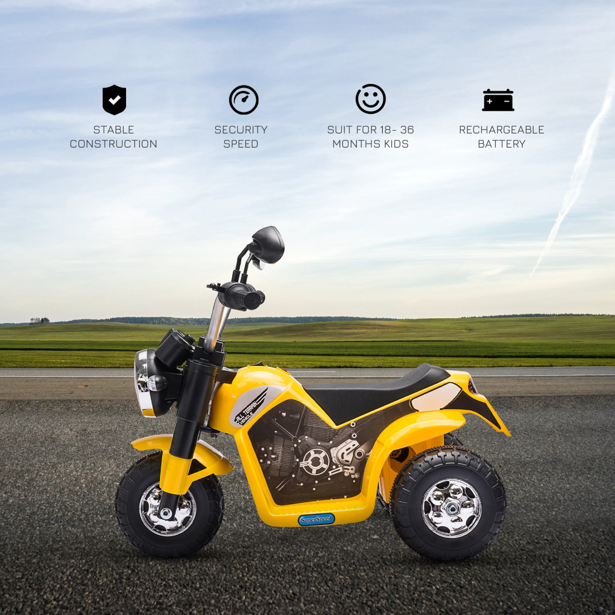 Kids Electric Ride-On Motorbike with Horn & Headlights – Ages 18–36 Months