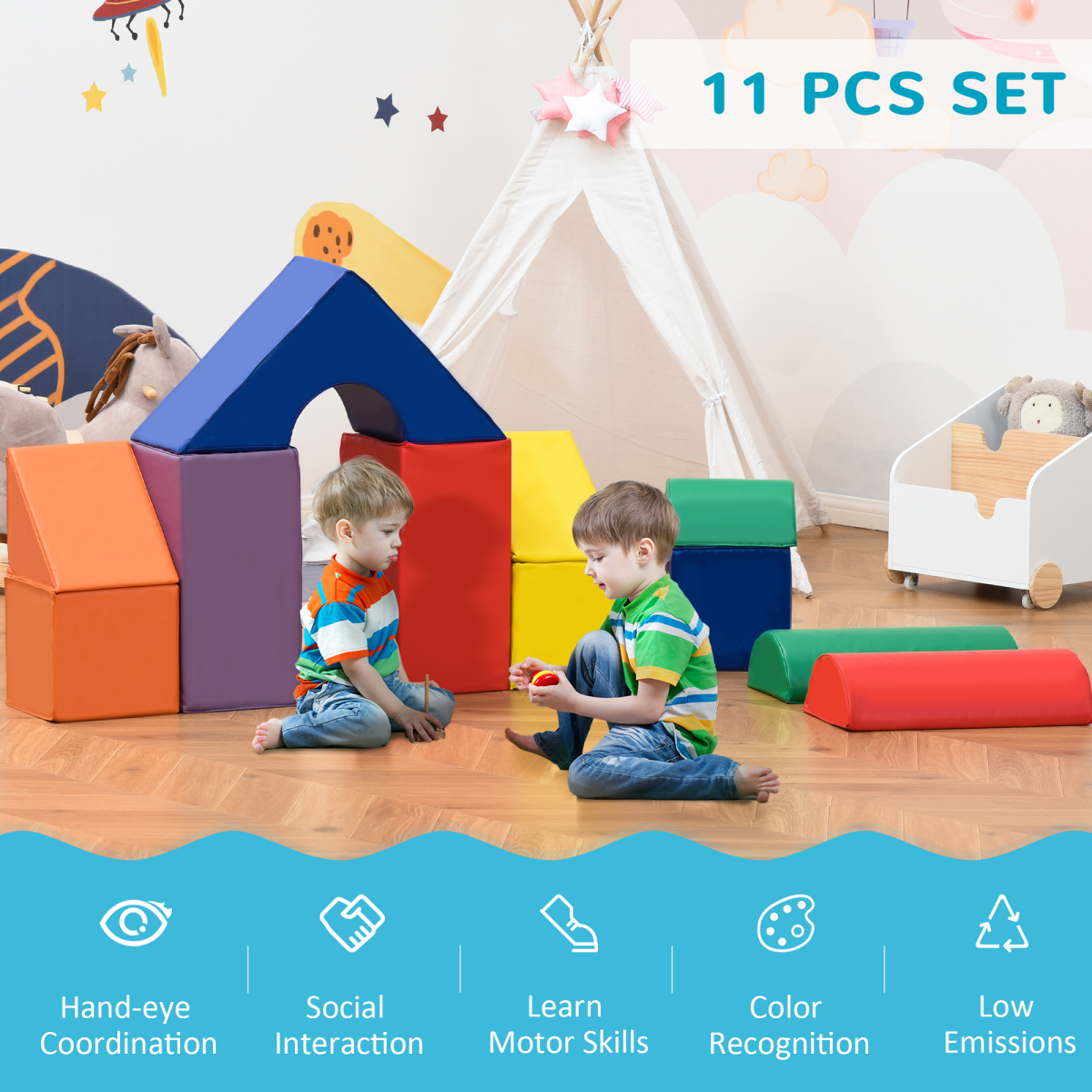 11 Pcs Kids Soft Foam Puzzle Play Blocks Set Learning Toddler Activity Fun Toy