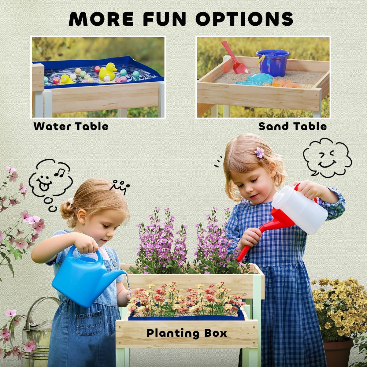Dual Wooden Sand & Water Play Tables – Compact Nesting Design