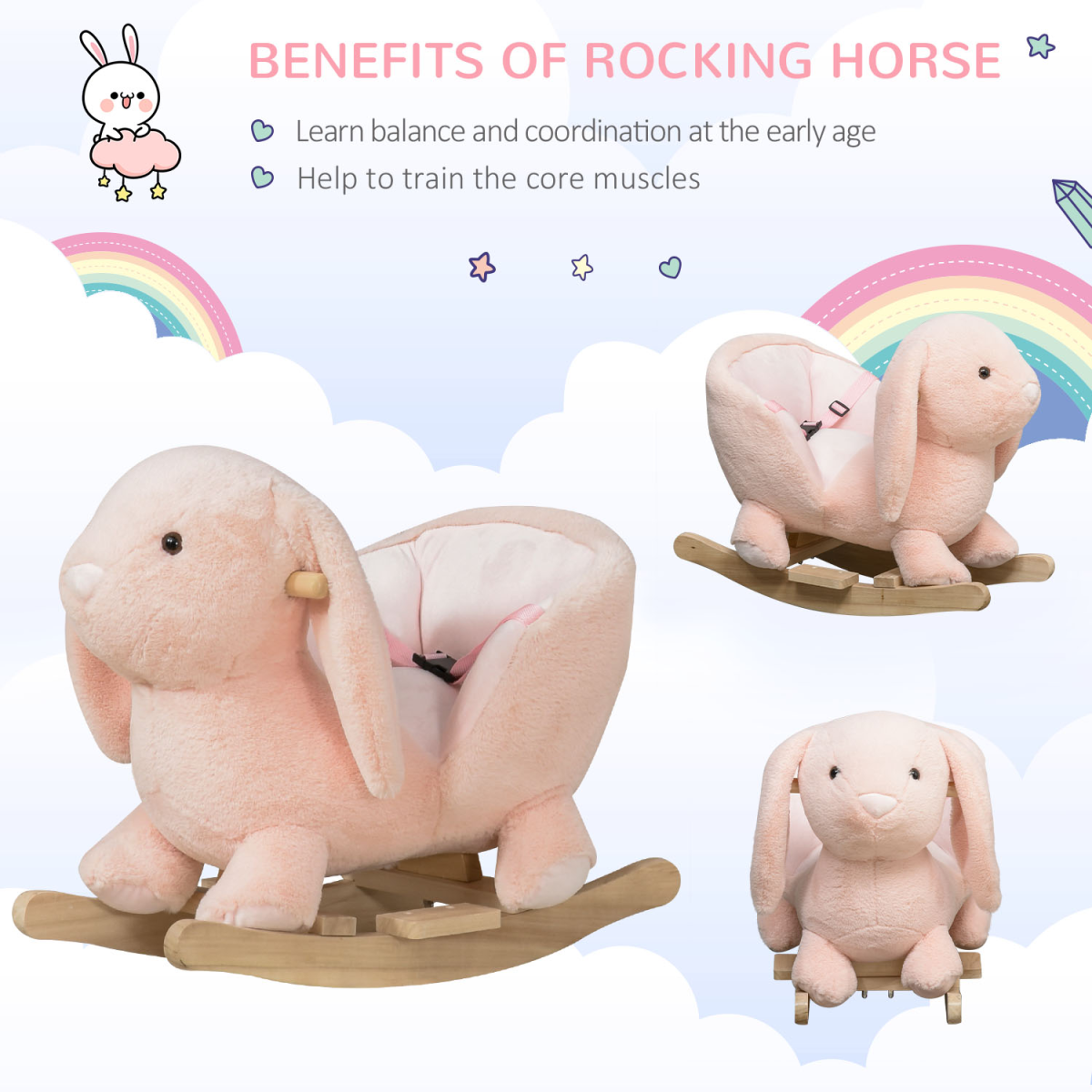Plush Rabbit Rocking Toy with Sounds & Safety Features (Ages 18–36 Months)