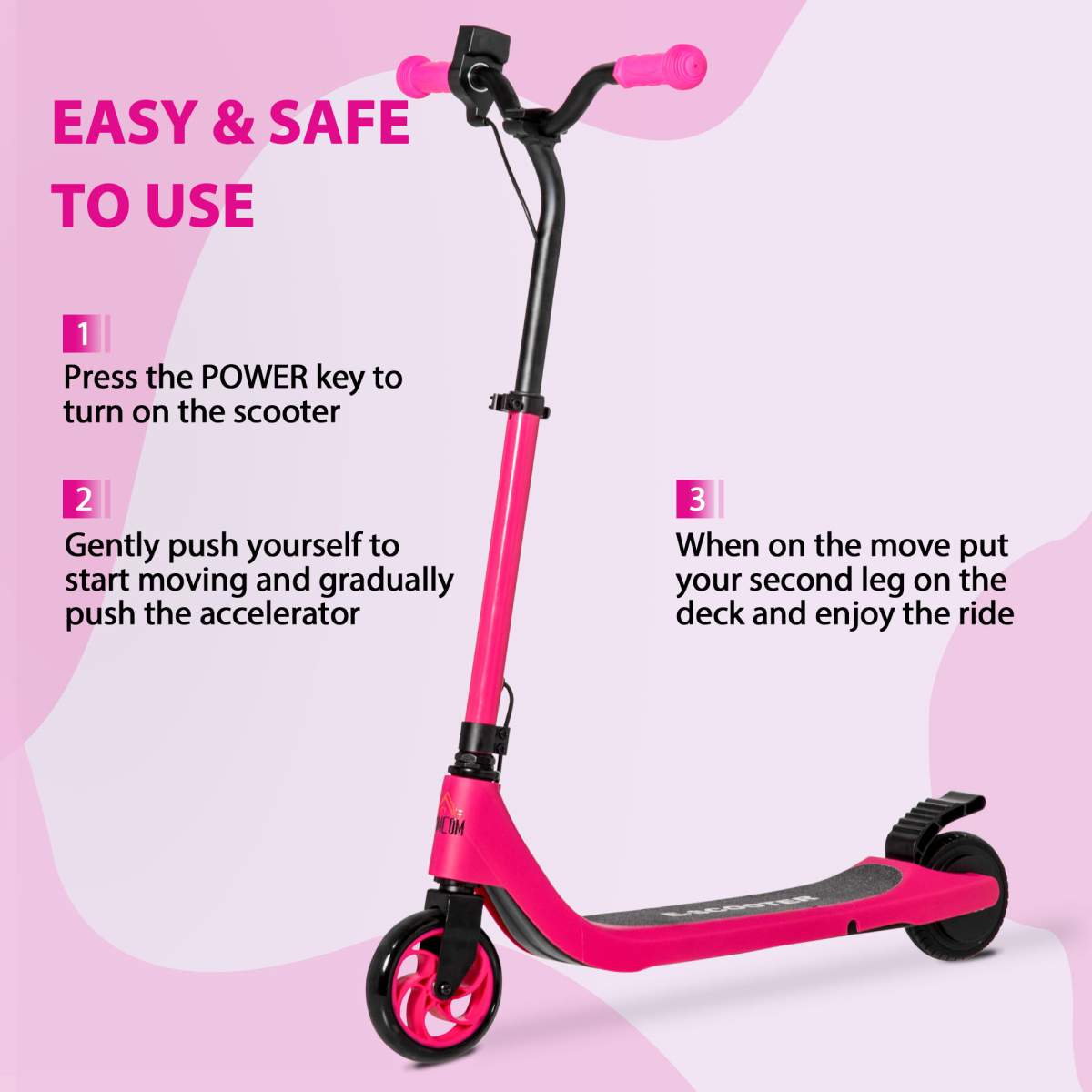 120W Electric Scooter w/ Battery Level Display, Rear Break - Pink HOMCOM