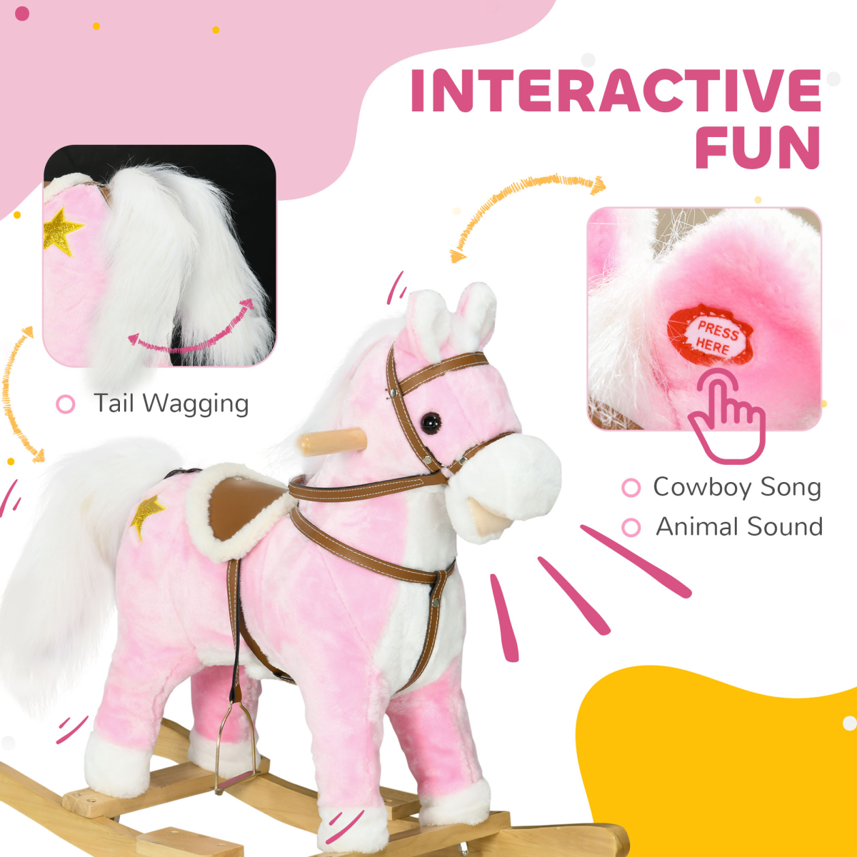 Classic Wooden Rocking Horse – Pink (Ages 3-6)