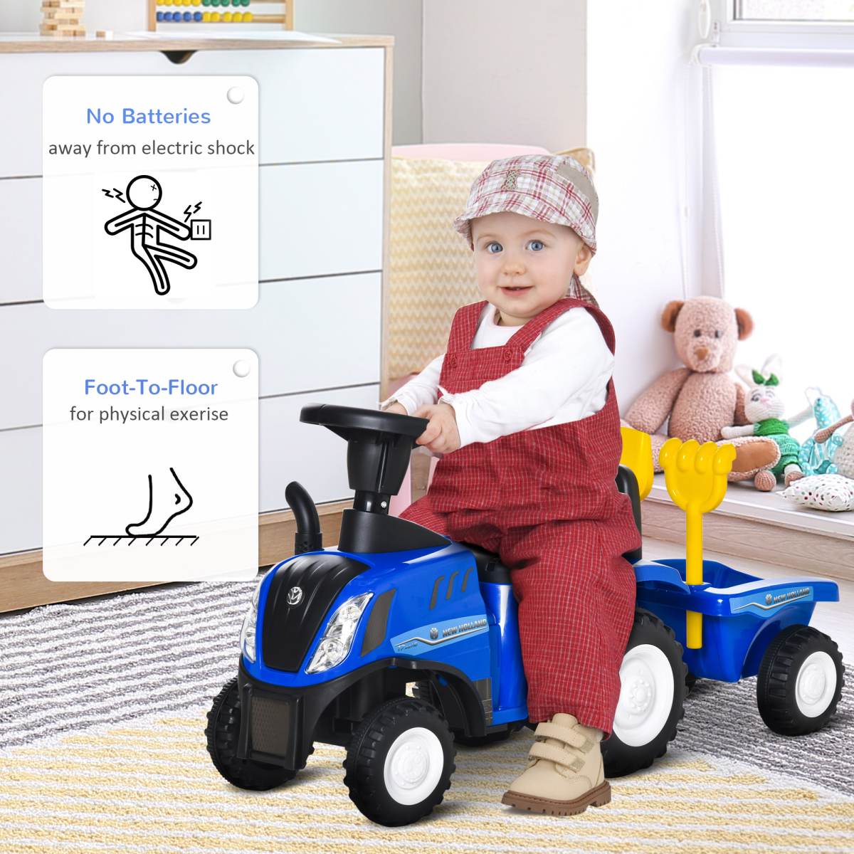 Kids Ride-On Stroller & Walker with Horn, Lights & Storage – Ages 12–36 Months