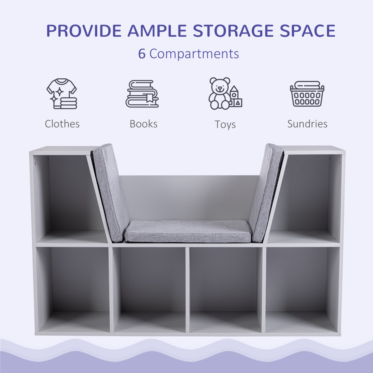Kids Cabinet with Six Compartments – Grey