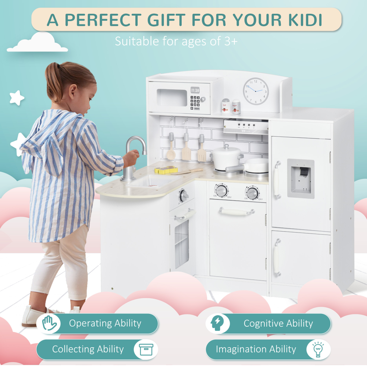 14-Piece Kids’ Pretend Play Kitchen Set.