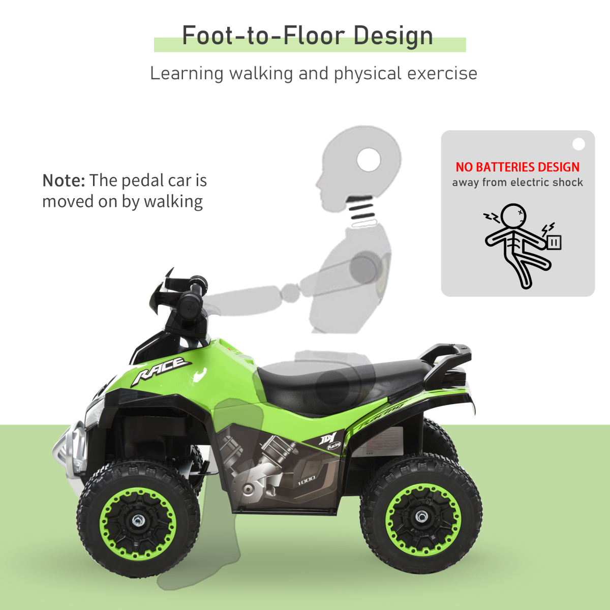 Kids’ Pedal-Free Ride-On Toy with Music & Lights