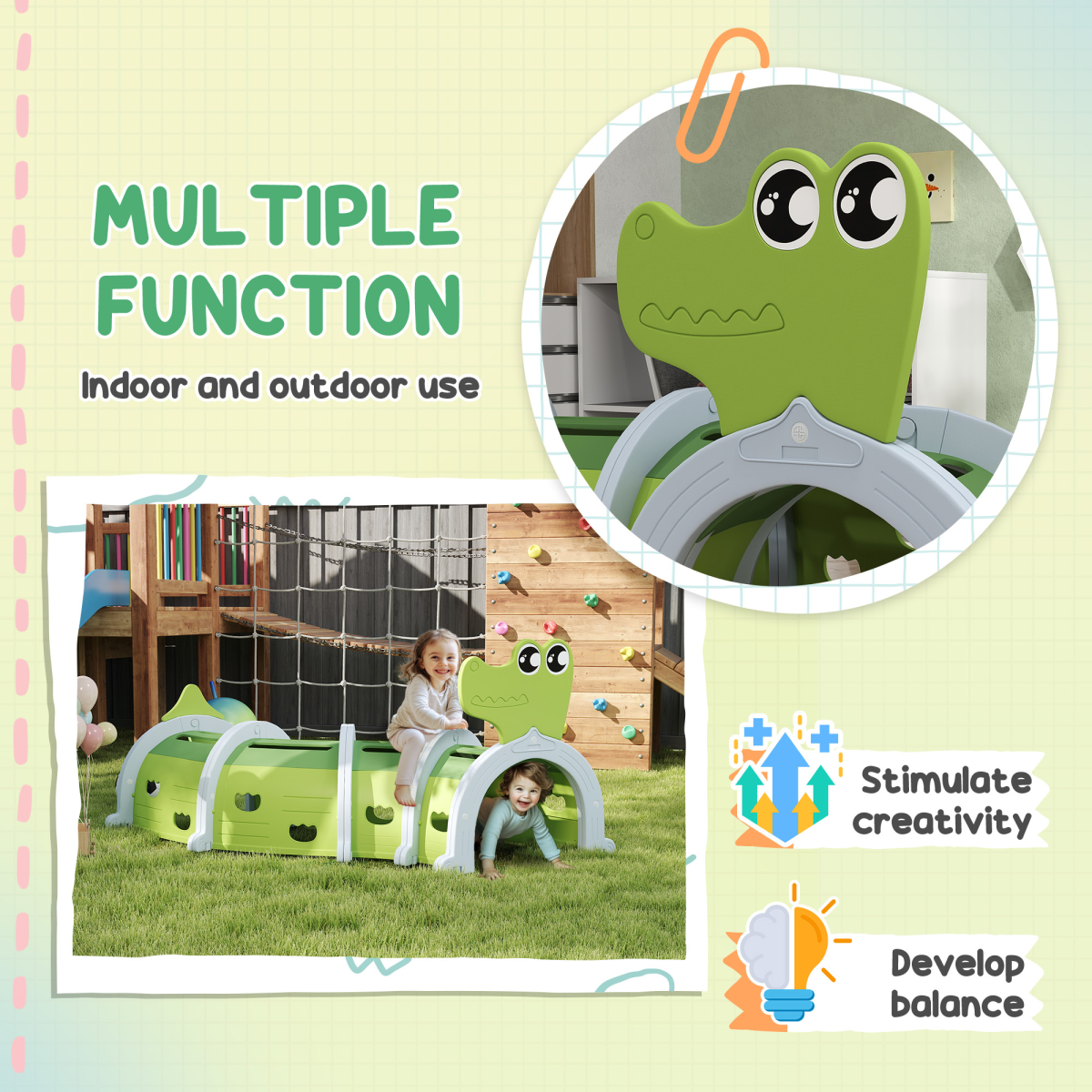Crocodile Kids Crawl Tunnel – Indoor & Outdoor Play Adventure