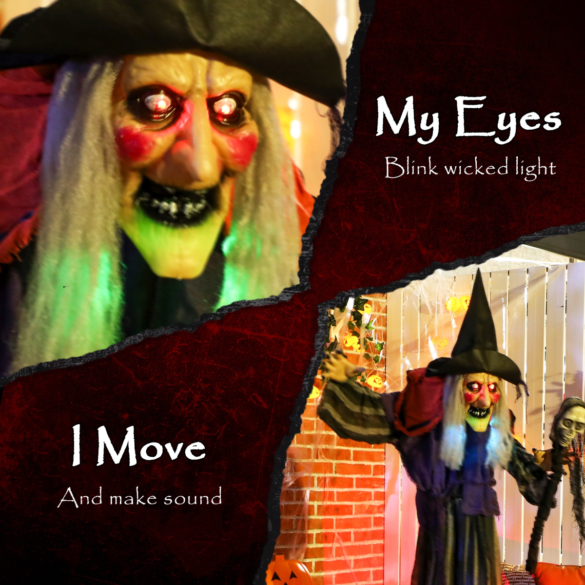 Life-Sized Halloween Witch with Sound, Lights & Motion – 160cm