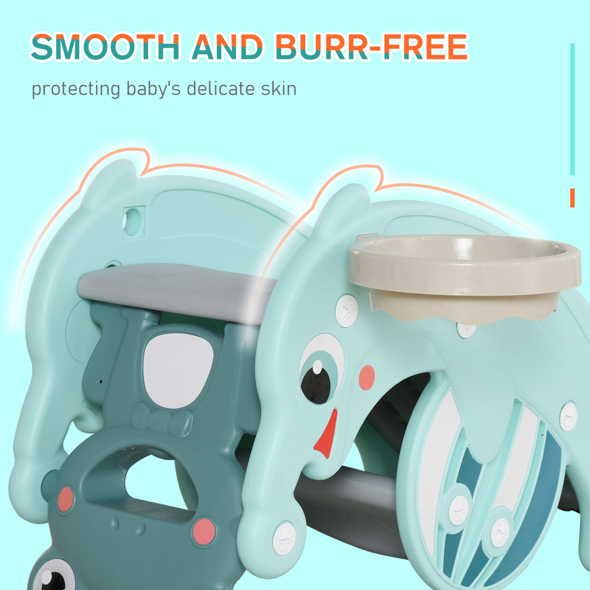 3-in-1 Kids Rocking Horse, Slide & Basketball Hoop – Frog & Dolphin Design