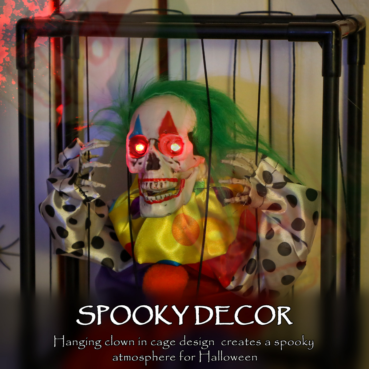 Sound-Activated Halloween Clown with Evil Laugh & Lights – Multi-Coloured