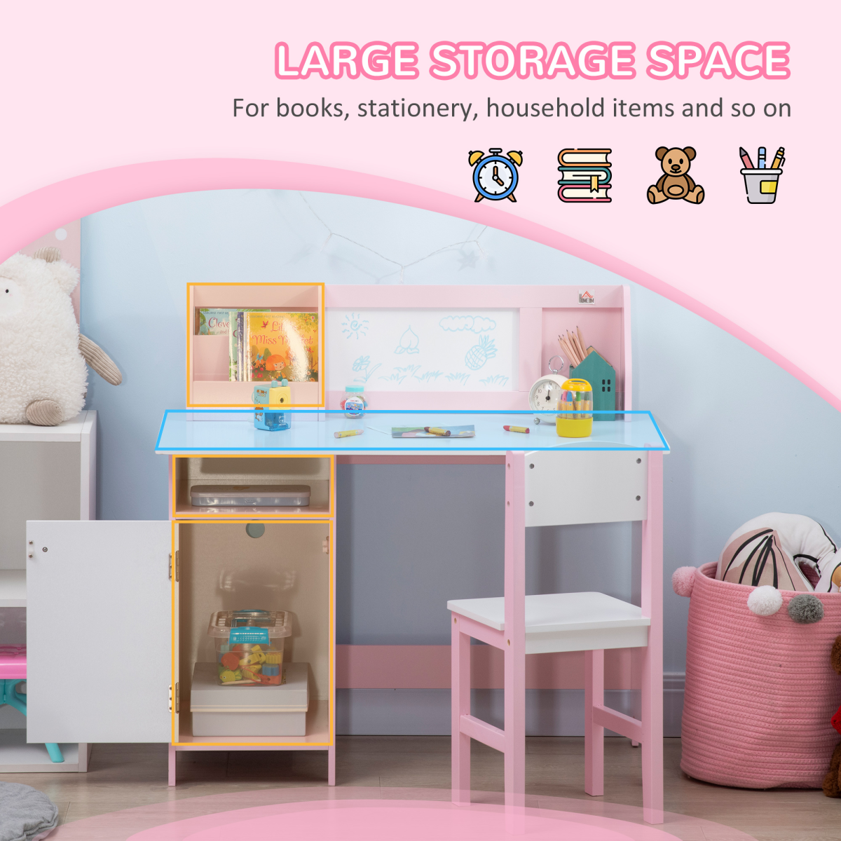 Kids Desk & Chair Set with Whiteboard – 2-Piece Study & Play Furniture