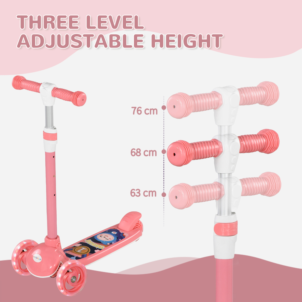 Kids LED Light-Up Scooter – Pink