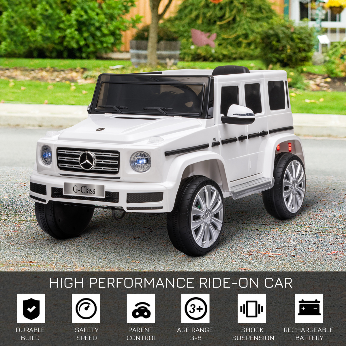 Mercedes Benz G500 12V Kids Electric Ride On Car Remote Control White