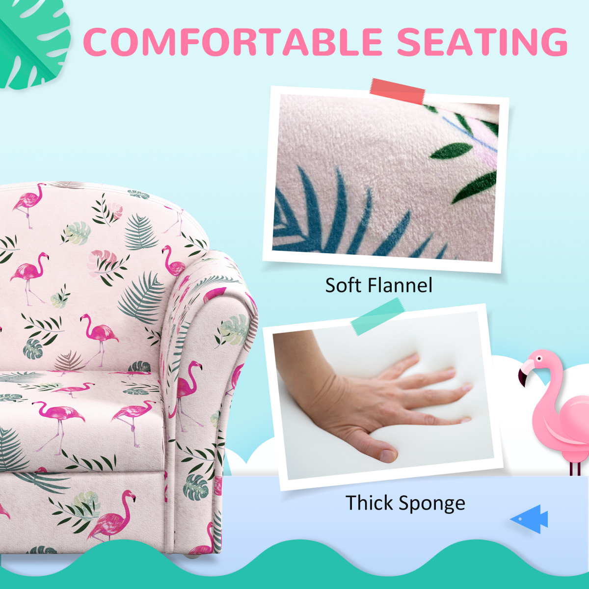 Kids Flamingo Armchair – Pink Toddler Sofa Chair (Ages 18–36 Months)