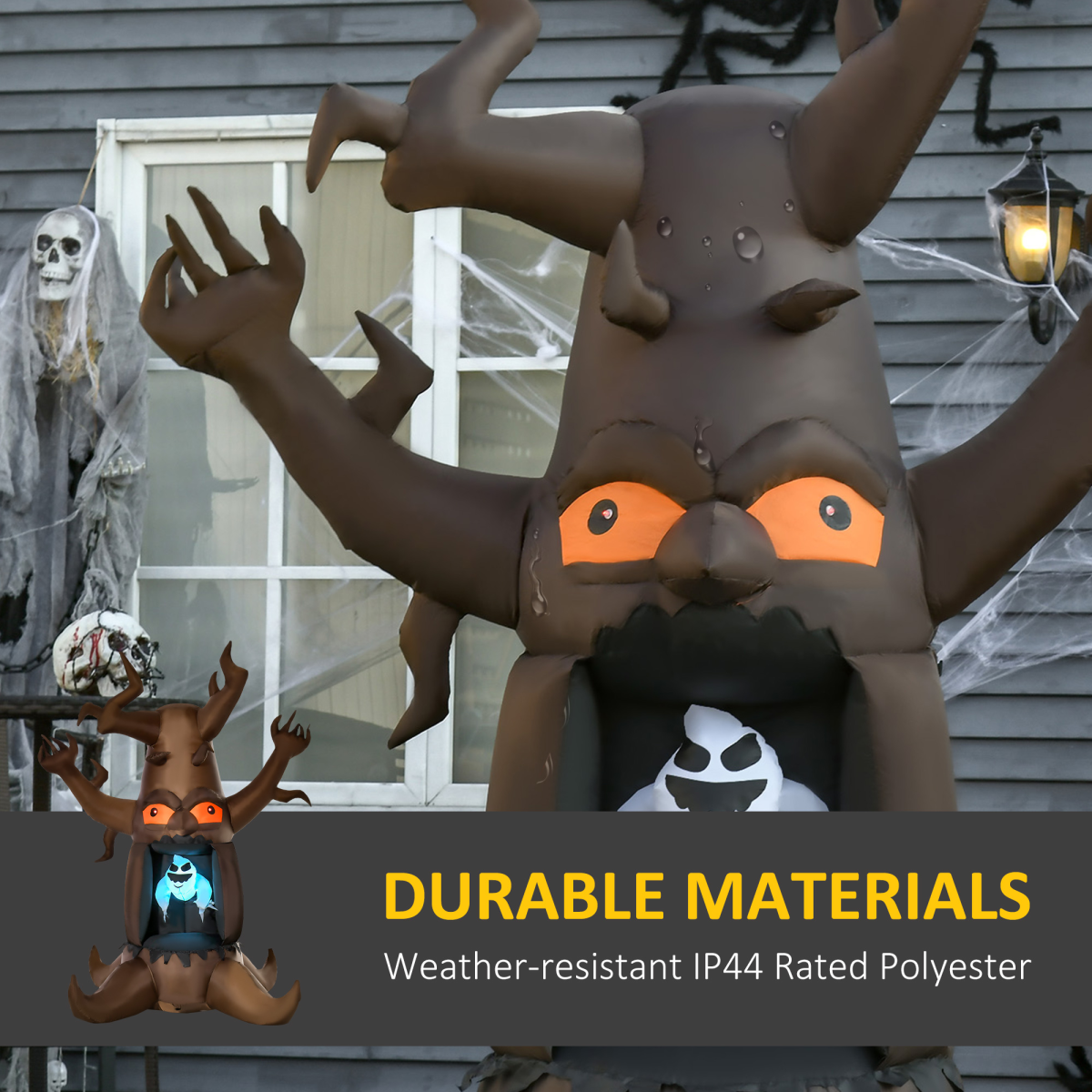 8FT (2.4m) Inflatable Halloween Tree with Floating Ghost & LED Lights – Outdoor Yard Decoration