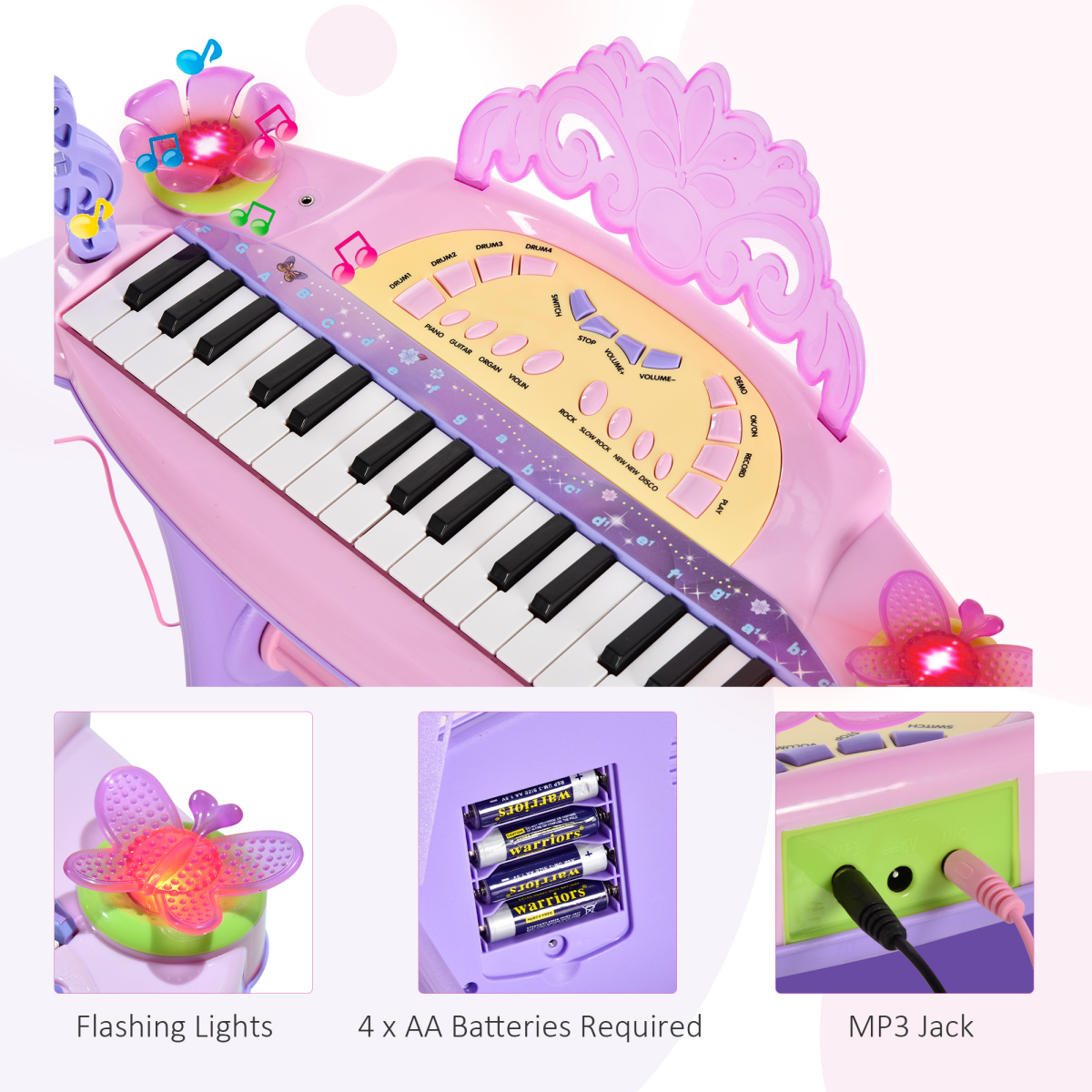 Kids 32-Key Electronic Organ with Microphone & Stool – Ages 3–6