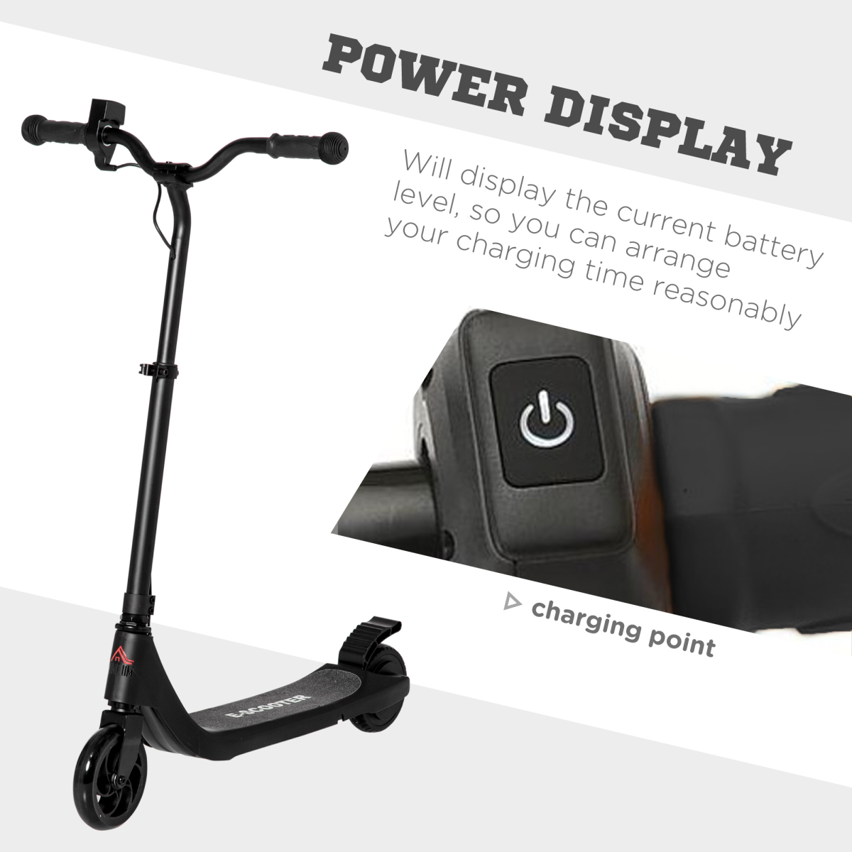 120W Electric Scooter w/ Battery Level Display, Rear Break - Black