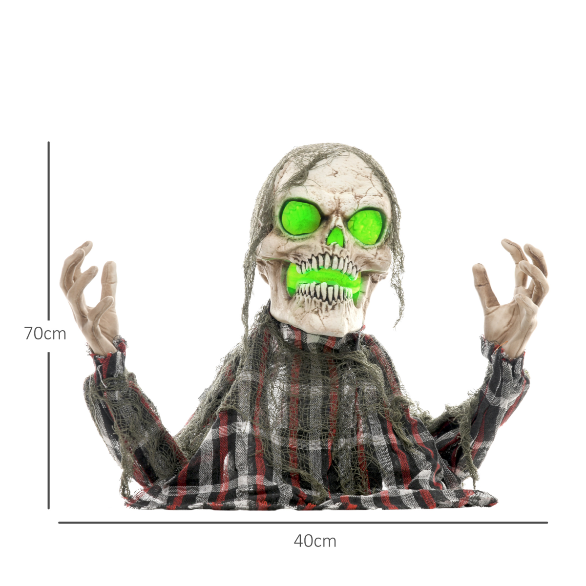 70cm Groundbreaker Skeleton Halloween Animatronic with Sound & Lights – Charcoal Grey