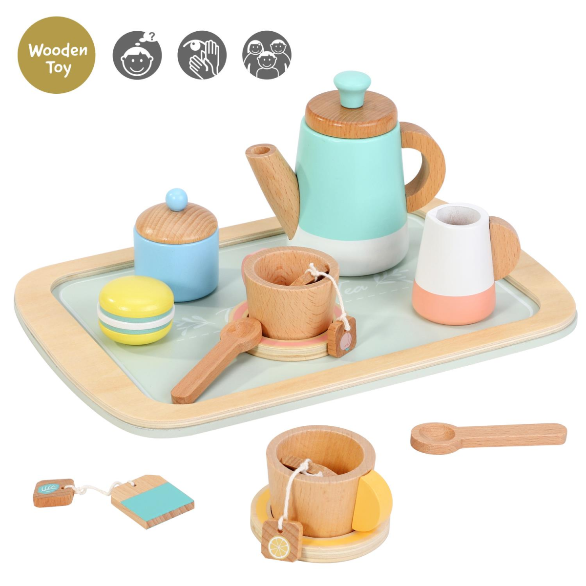 SOKA Wooden Pretend Play Tea Set – 16 Pieces