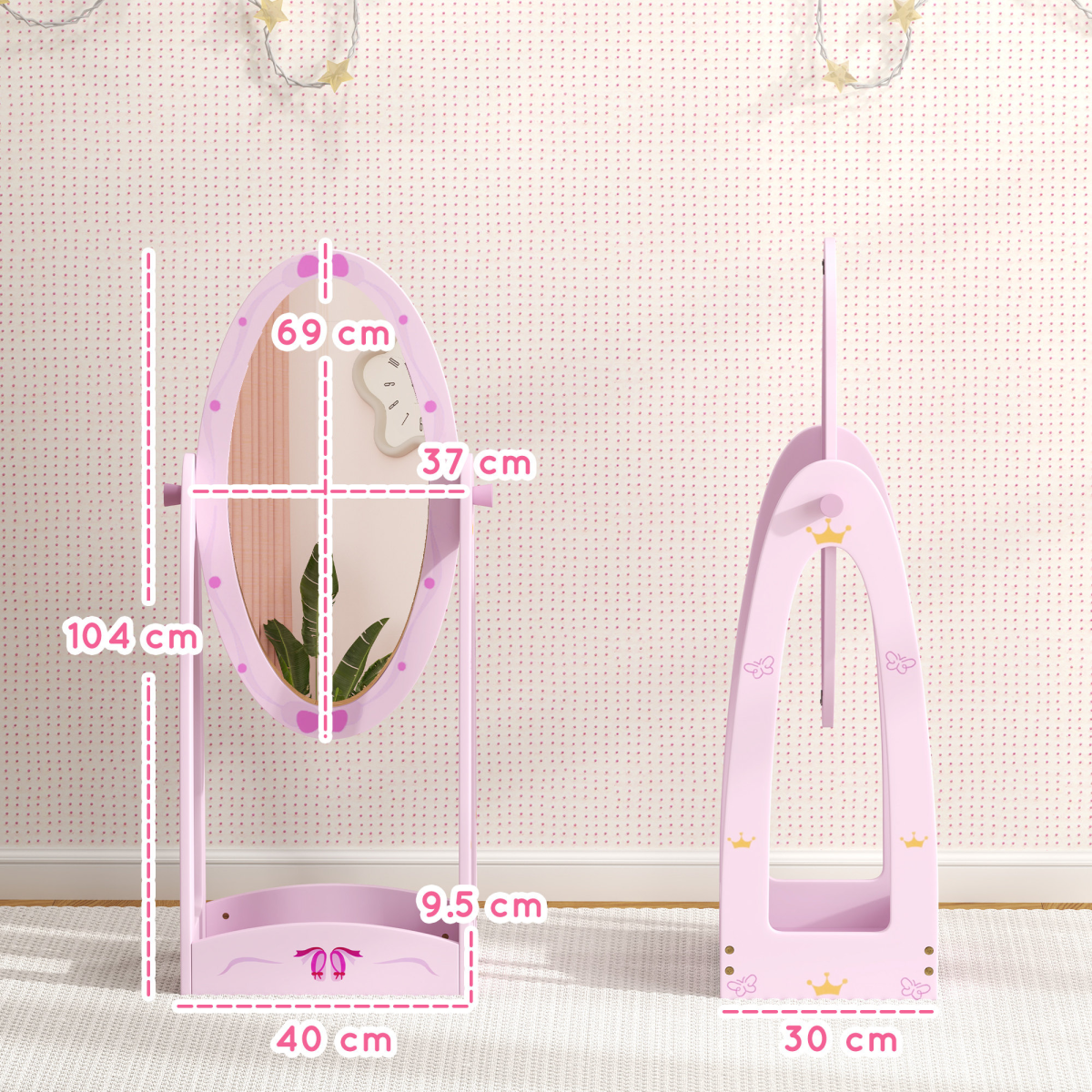 Adorable 360-Degree Rotatable Mirror with Storage for Children's Room