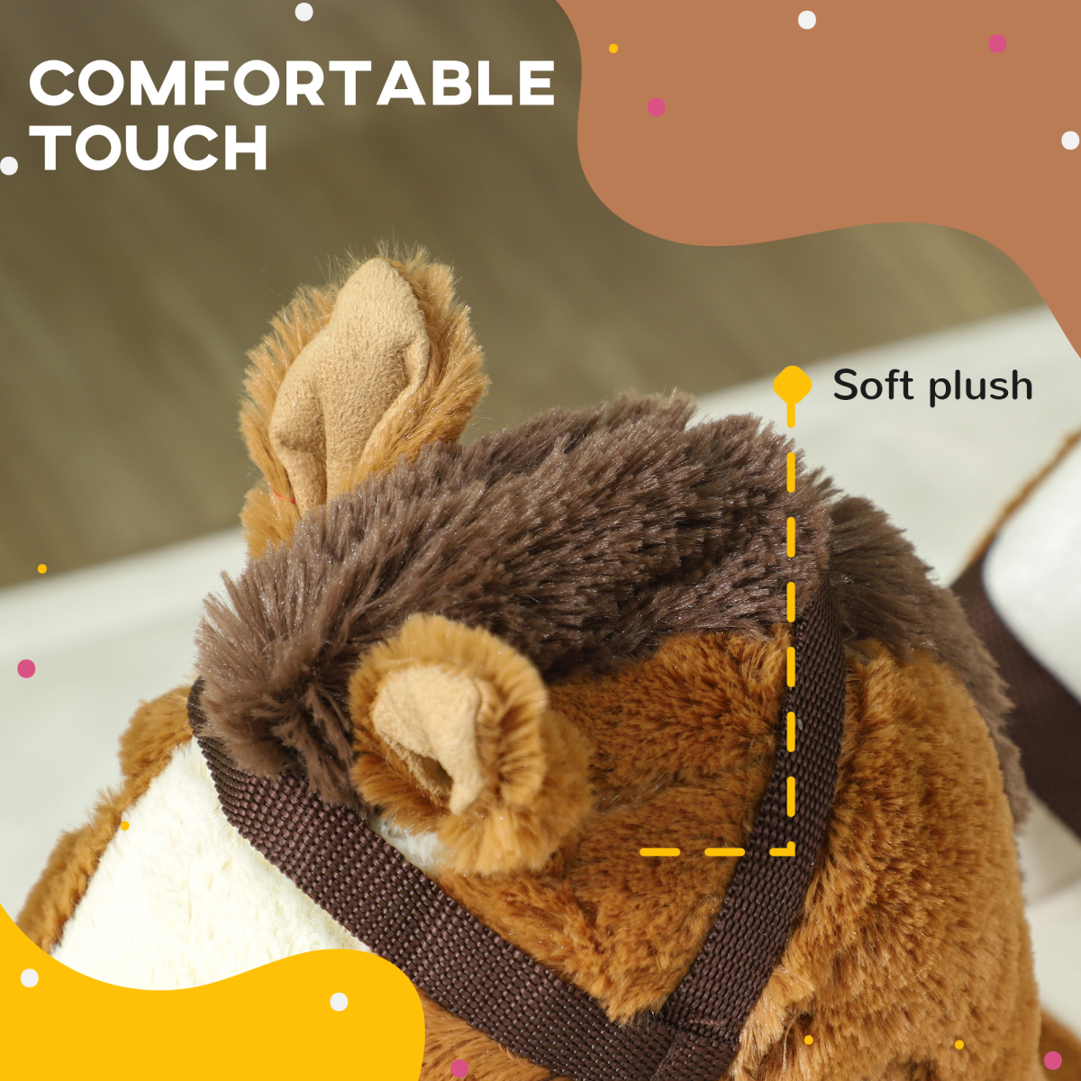 Plush Rocking Horse with Sounds – Brown & Cream (18–36 Months)