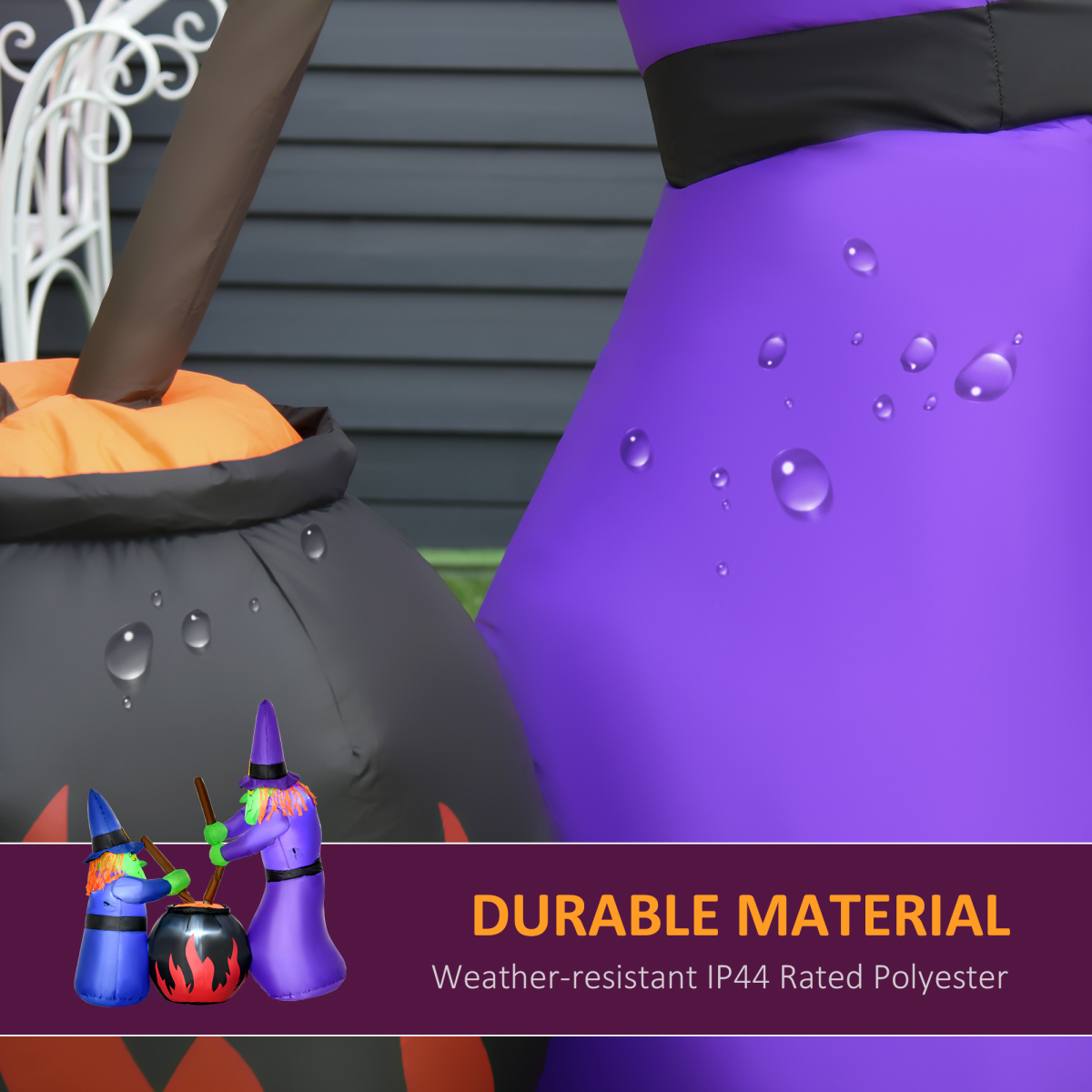 1.8m Inflatable Halloween Witches Around Black Cauldron with LED Lights – Outdoor Decoration