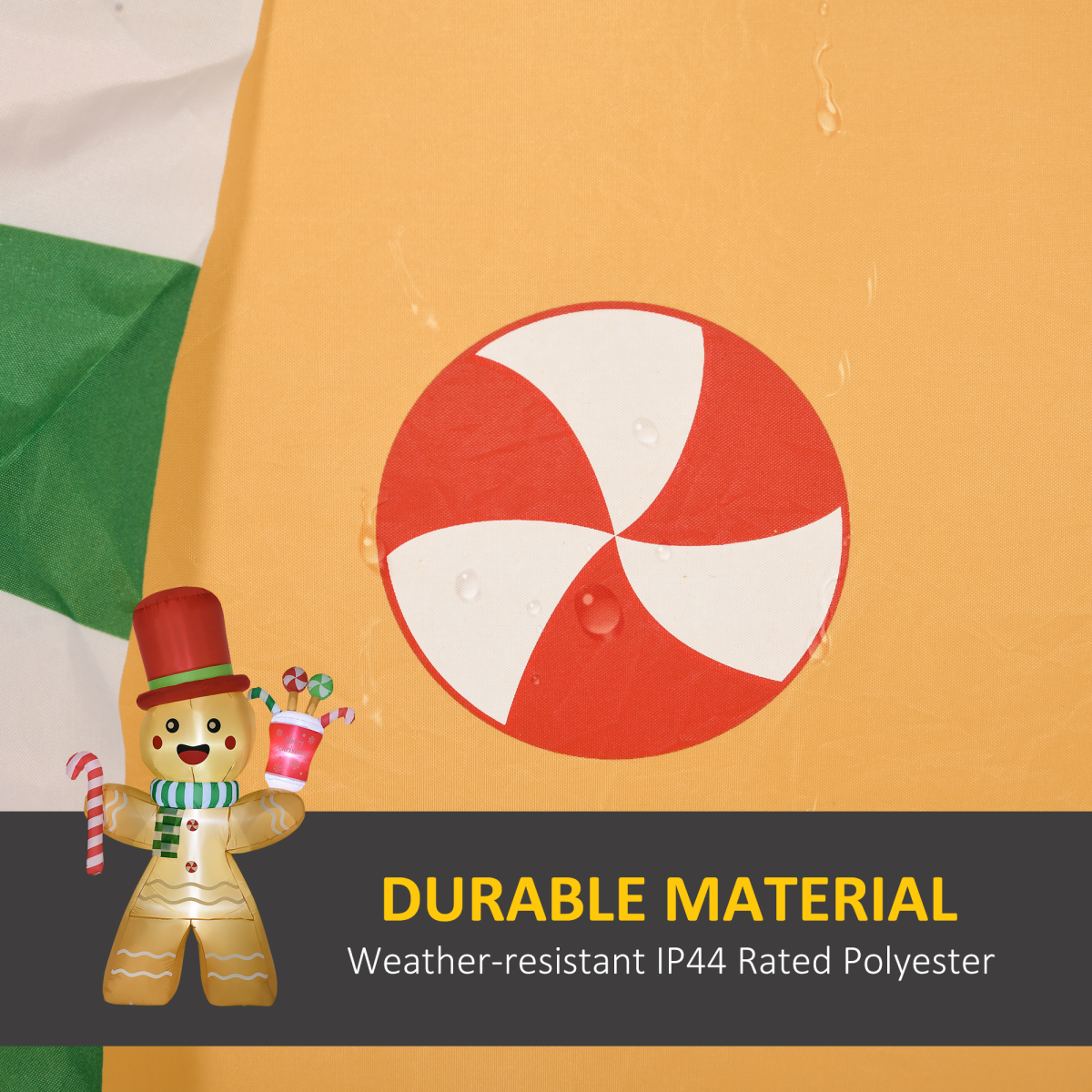 HOMCOM 7.5FT Christmas Inflatables Gingerbread Man with Candy Cane LED Lights