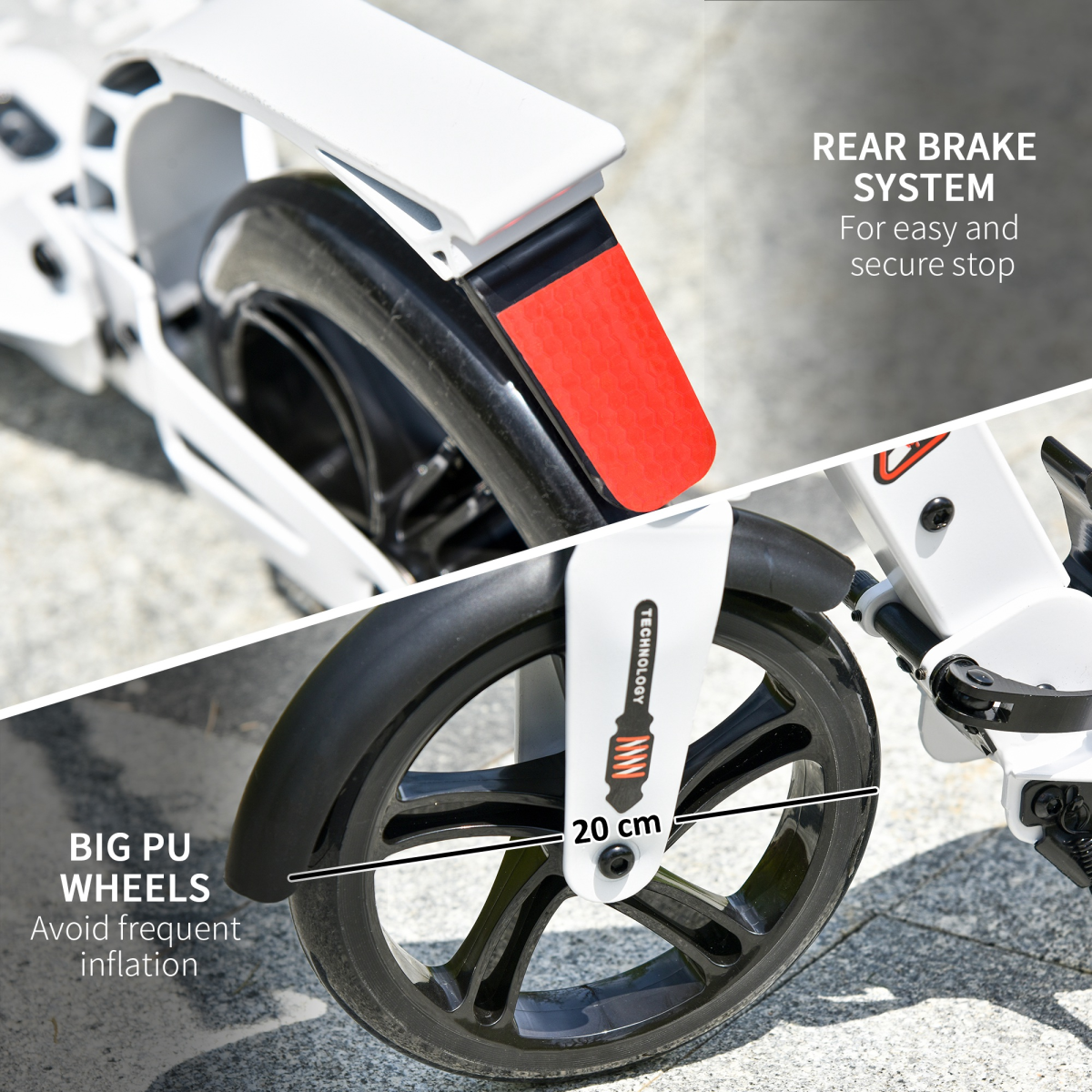 Kick Scooter Folding 2 Big Wheels Adjustable  Adult Teens For 14 White