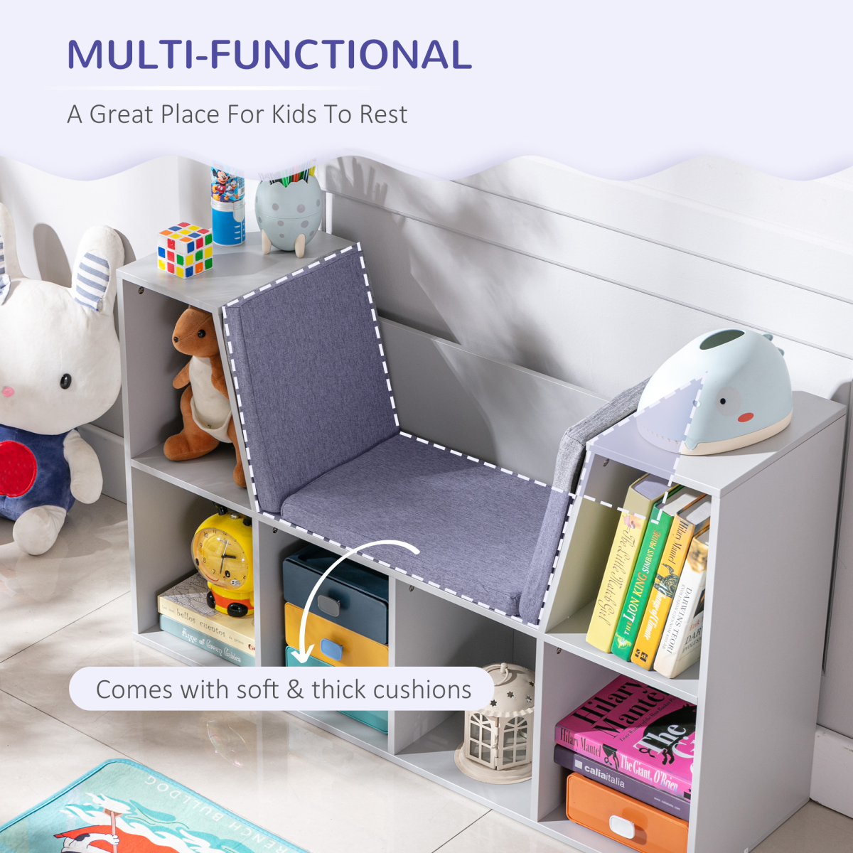 Kids Cabinet with Six Compartments – Grey