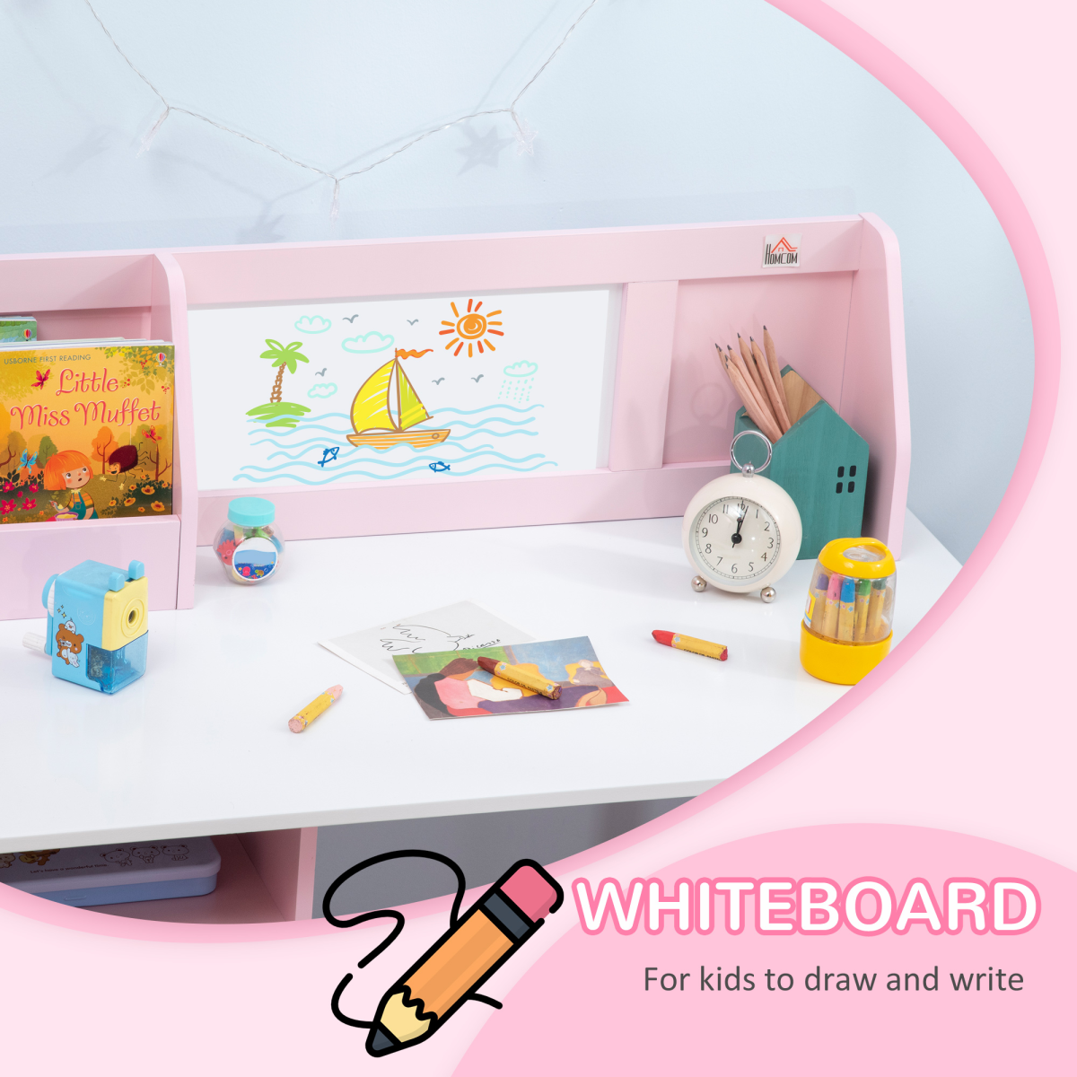 Kids Desk & Chair Set with Whiteboard – 2-Piece Study & Play Furniture