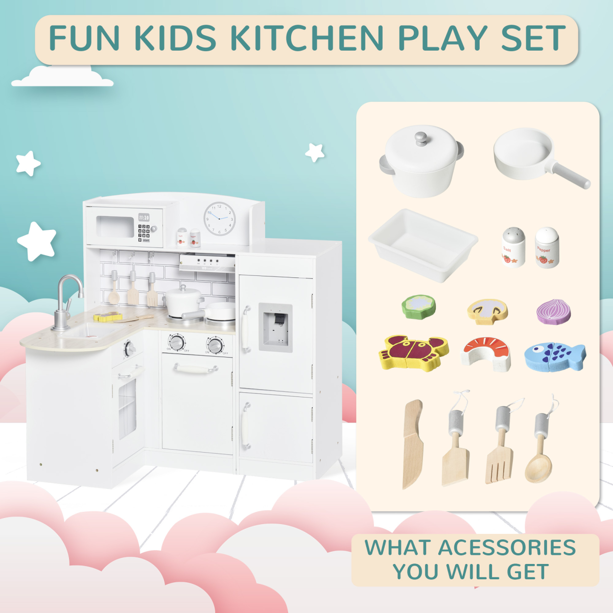 14-Piece Kids’ Pretend Play Kitchen Set.