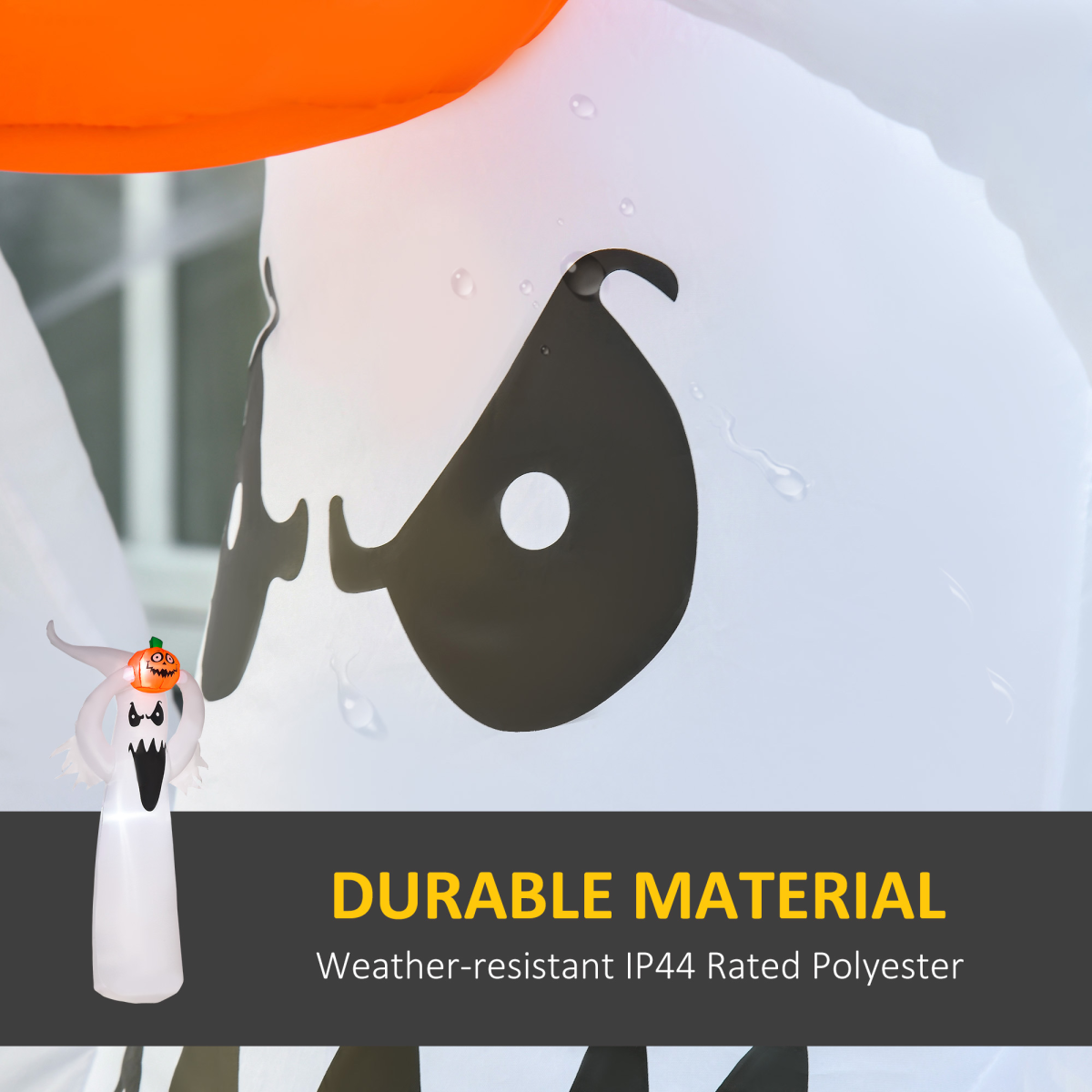 6FT (1.8m) Inflatable Ghost & Pumpkin with LED Lights – Outdoor Halloween Decoration