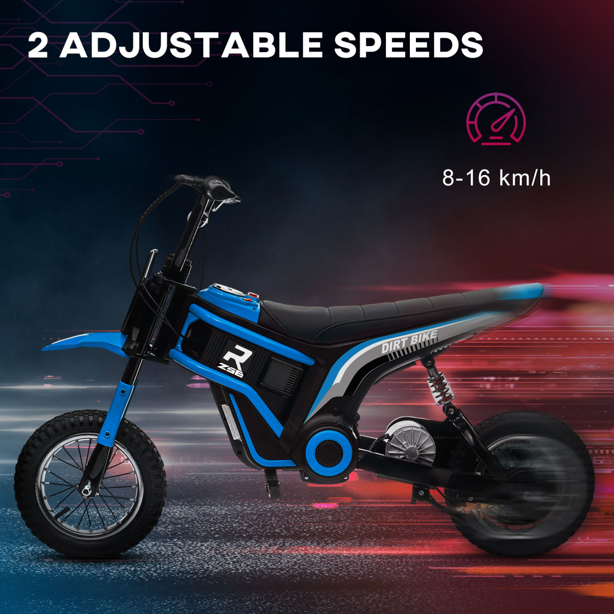 Kids 24V Electric Ride-On Motorbike with Adjustable Speed & Lights – Blue (Ages 8–12)