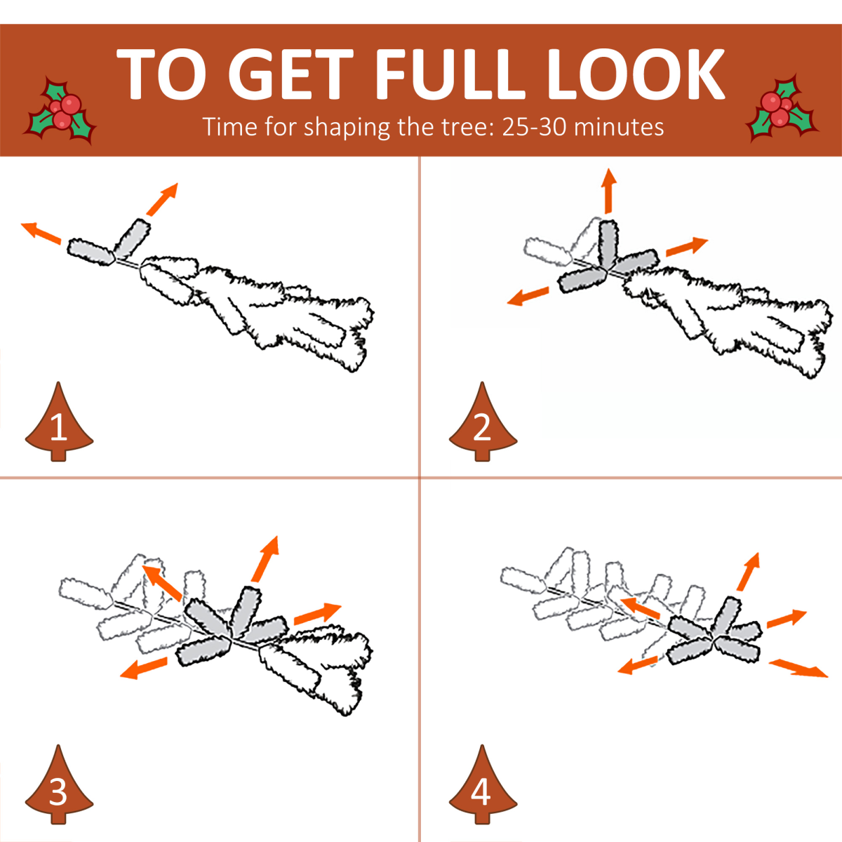 6FT Artificial SnowDipped Christmas Tree Foldable Berries White Pinecones Green