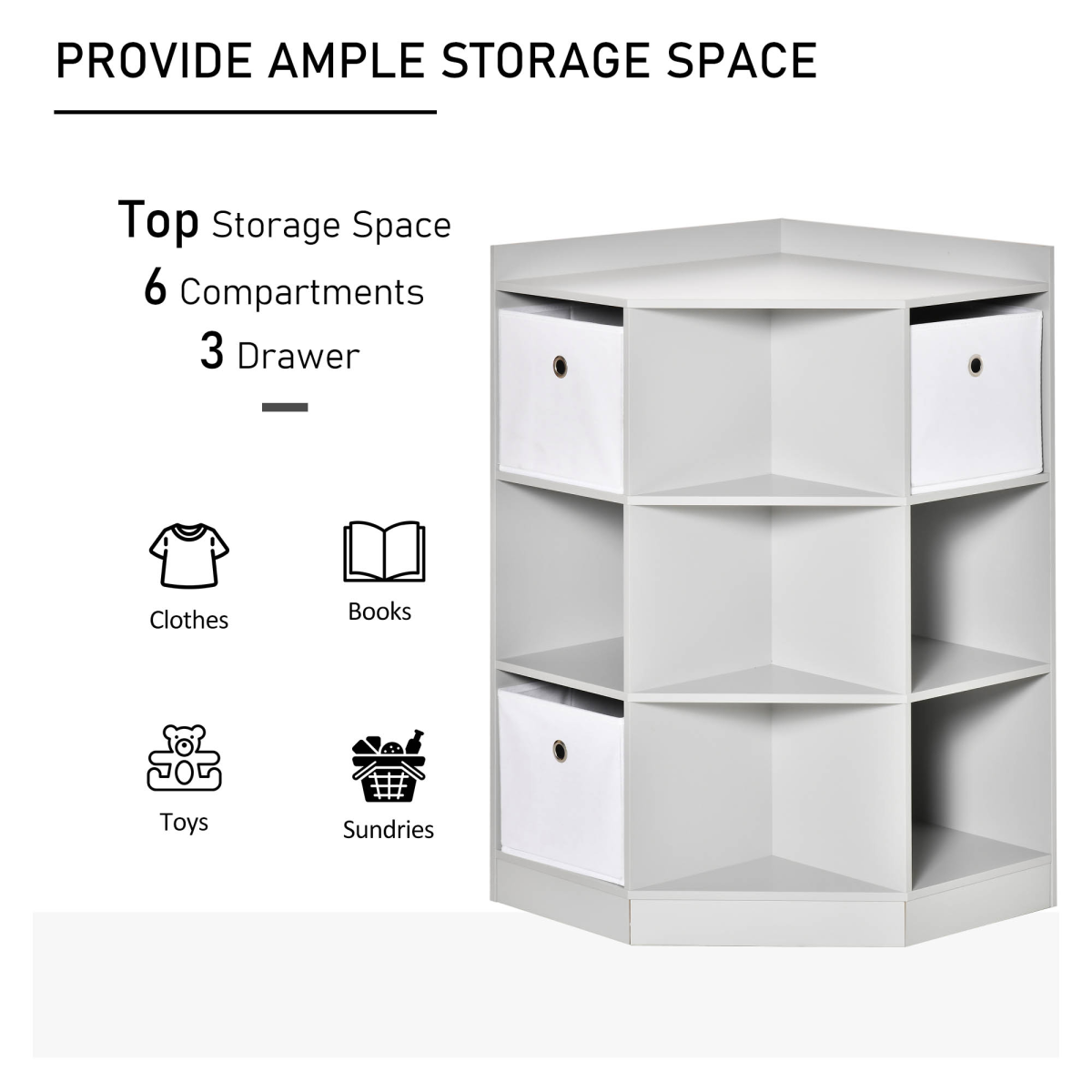 Kids’ Corner Storage Unit with Nine Compartments – White MDF Organiser for Bedrooms & Playrooms