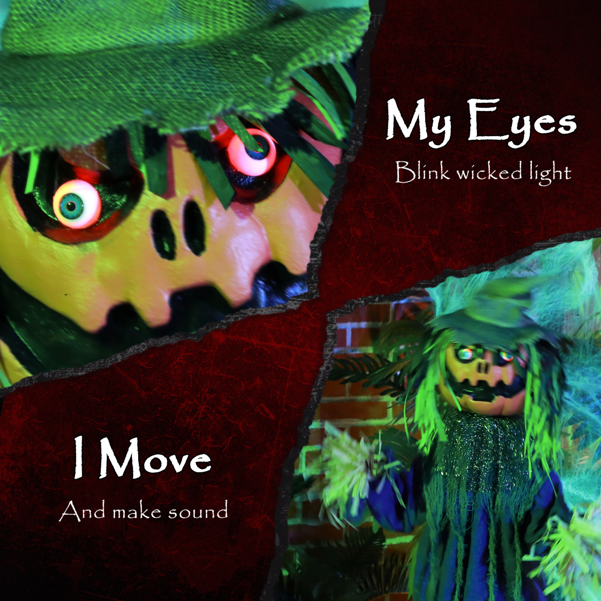 114cm Pumpkin Scarecrow Halloween Animatronic with Lights & Sound – Purple/Black