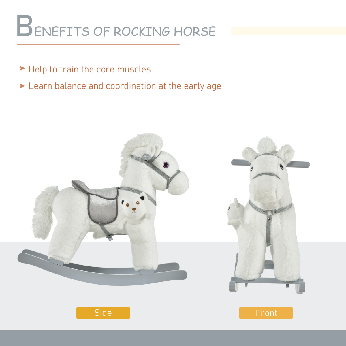 Classic Kids Rocking Horse with Sounds – Wooden Ride-On Toy for Toddlers