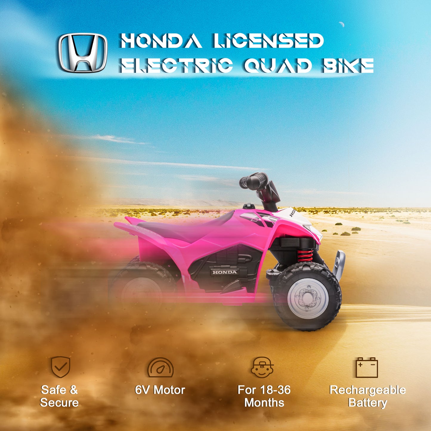 Honda Licensed Kids Electric Quad Bike – Pink (6V)