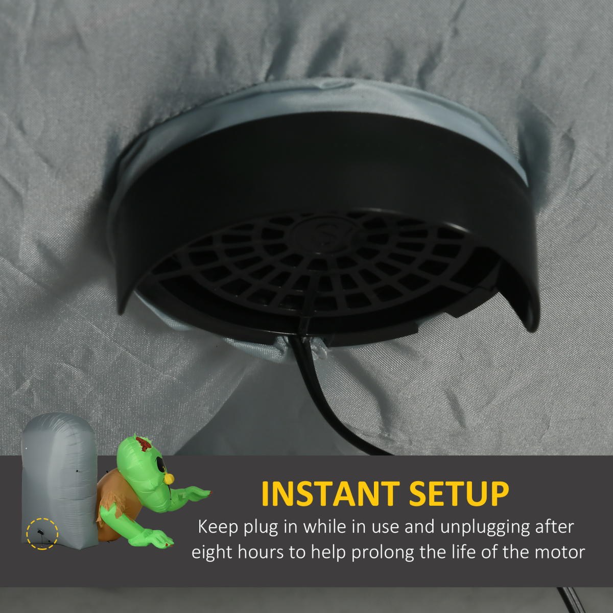 1.5m Inflatable Corpse Ghost Climbing from Tombstone with LED Lights – Outdoor Halloween Decoration