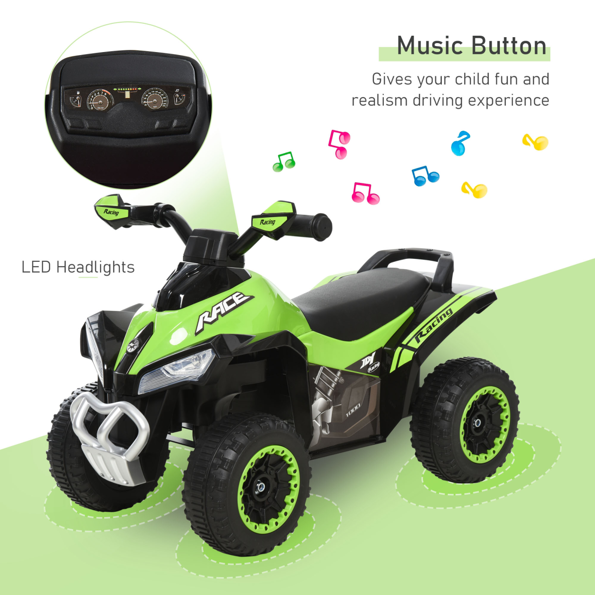 Kids’ Pedal-Free Ride-On Toy with Music & Lights