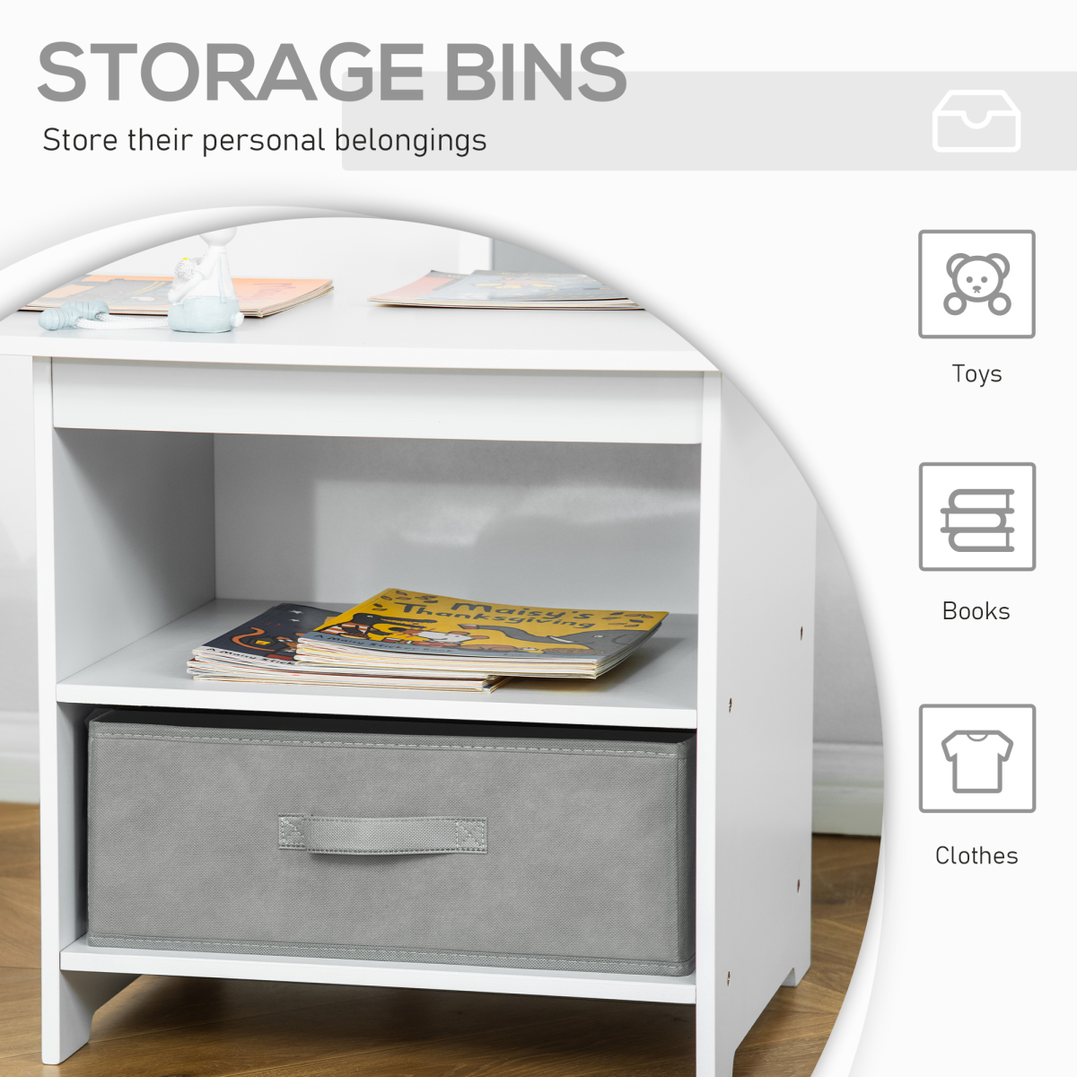 3 Pcs Kids Table & Chairs Set Toddler Furniture Storage Drawers