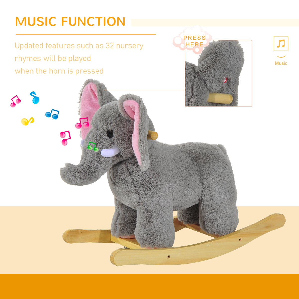 Musical Elephant Rocking Toy – Soft, Safe & Full of Songs