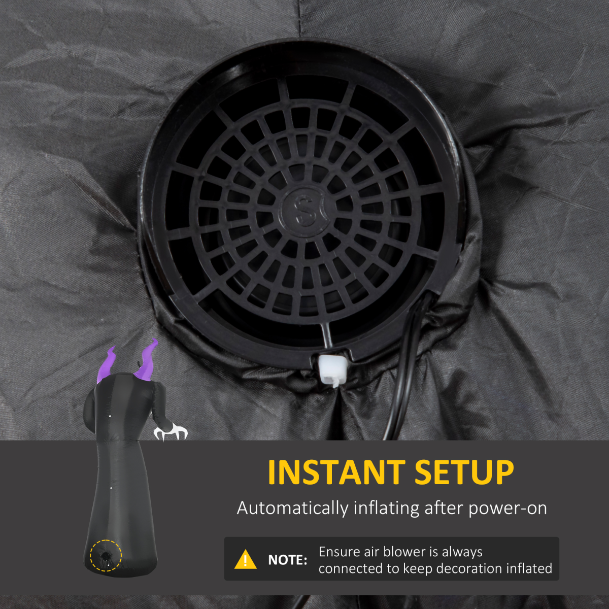 7ft Inflatable Halloween Ghost with Horns & LED Flame Effect – Outdoor Decoration