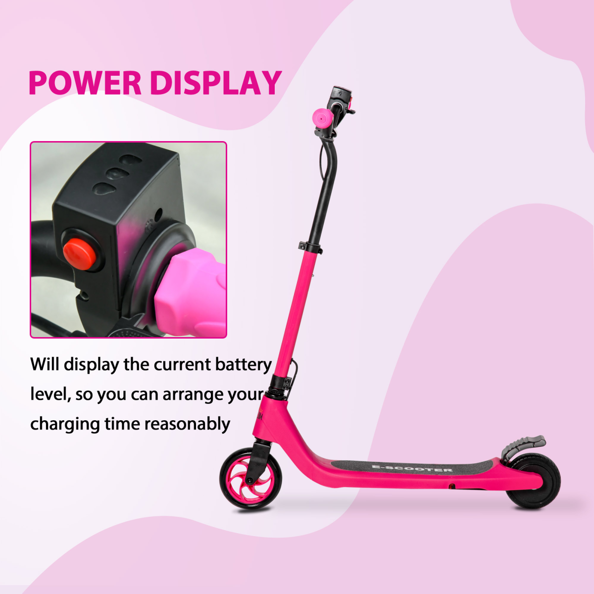 120W Electric Scooter w/ Battery Level Display, Rear Break - Pink HOMCOM