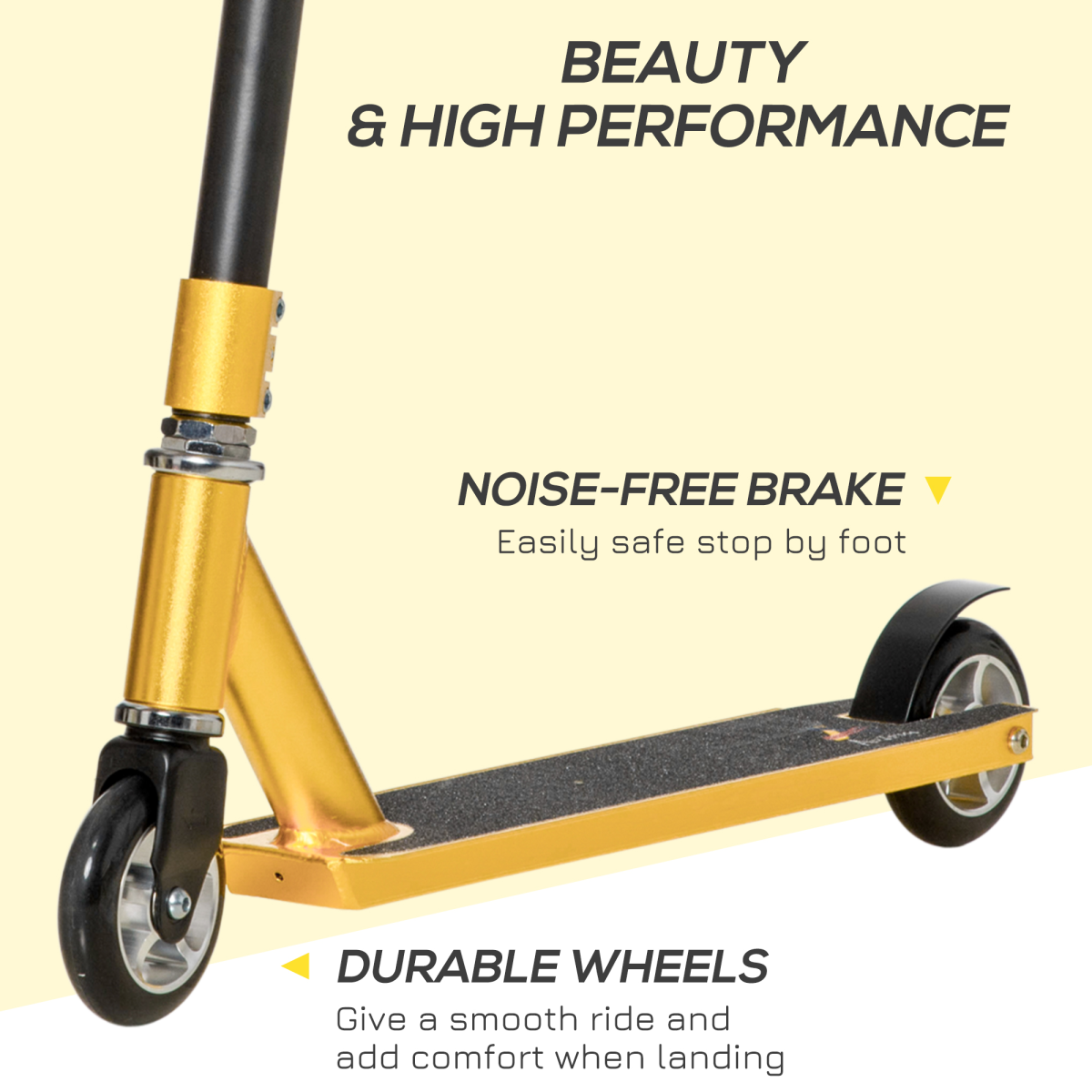 Stunt Scooter Entry Level Tricks Scooter for 14 Beginners, Gold HOMCOM