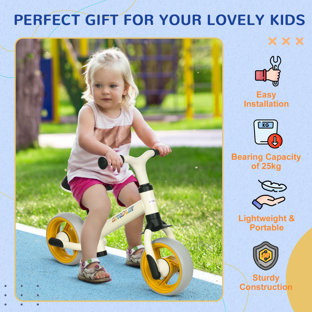 Kids Balance Bike with Adjustable Seat – Orange & Grey (Ages 18–48 Months)