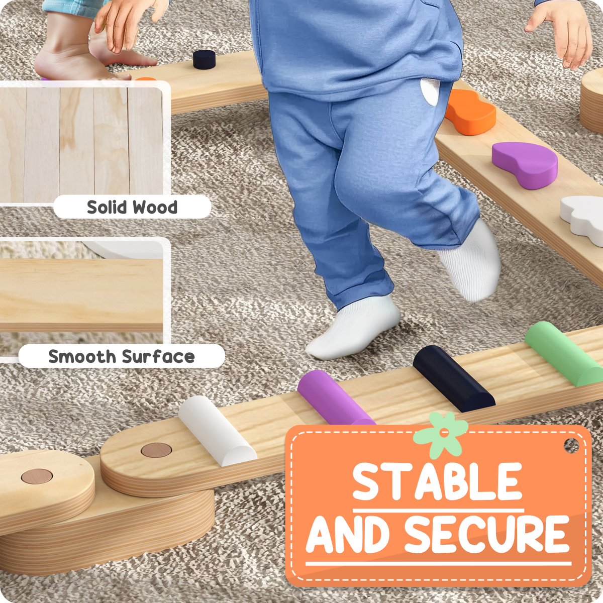 Kids Balance Board Set – 8 Bases, 6 Beams | Multicolour