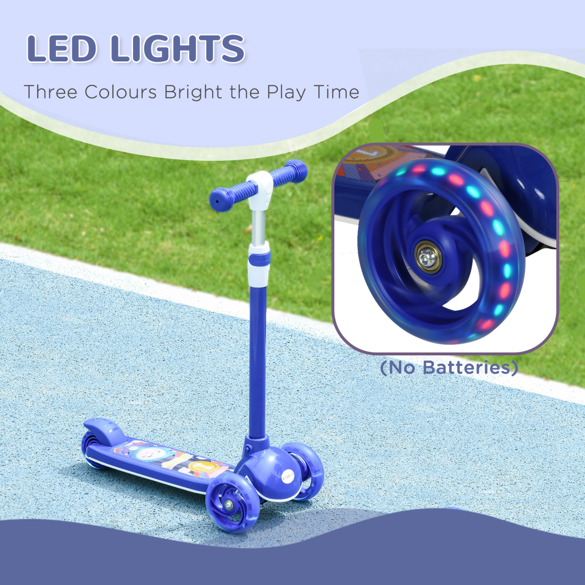 AIYAPLAY Kids 3 Wheel Scooter for 2-6 Years Old w/ Adjustable Height, Blue