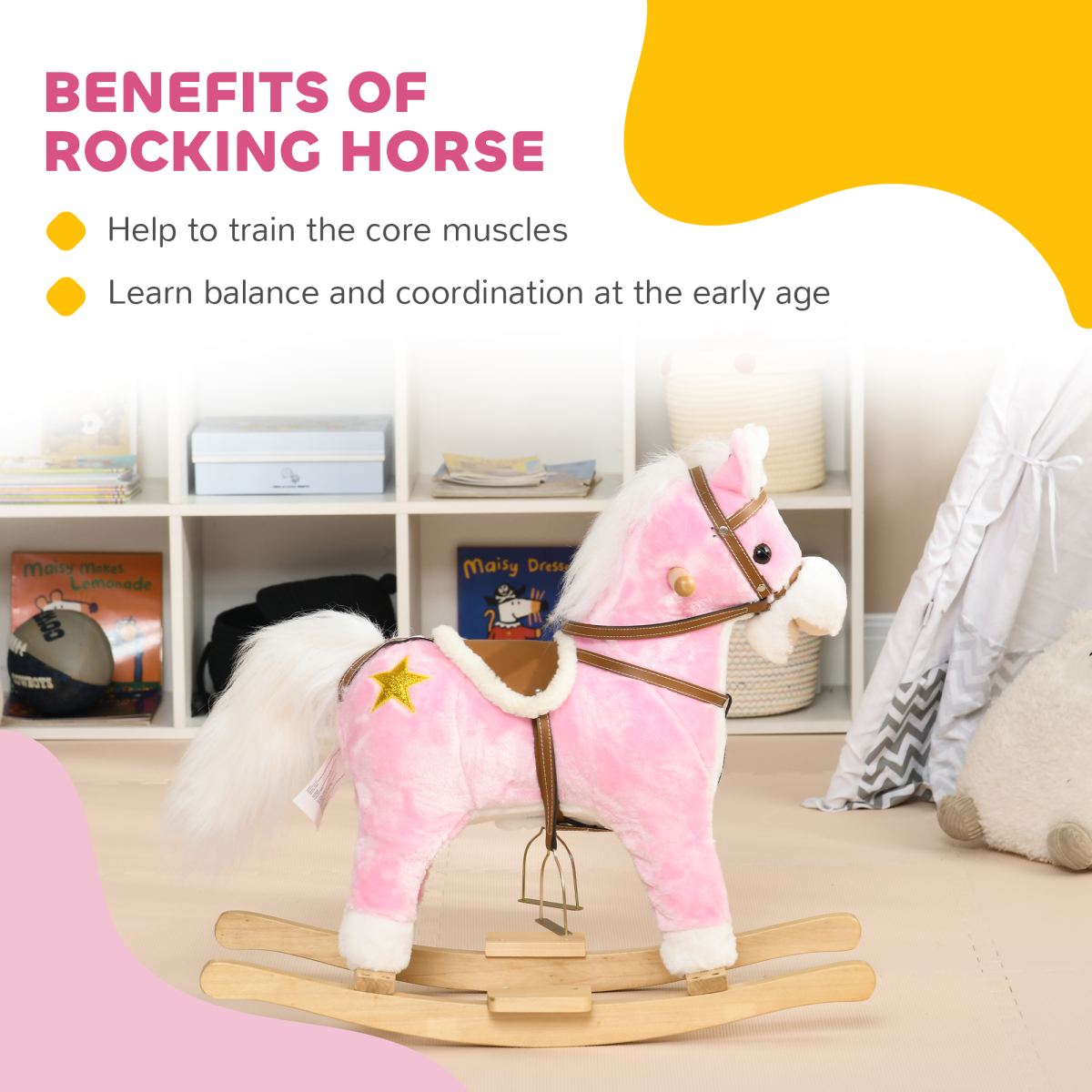 Classic Wooden Rocking Horse – Pink (Ages 3-6)